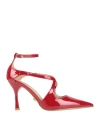 Twenty Four Haitch Woman Pumps Red Size 6 Textile Fibers In Red