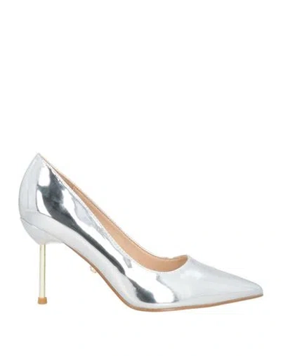 Twenty Four Haitch Woman Pumps Silver Size 8 Synthetisches Material