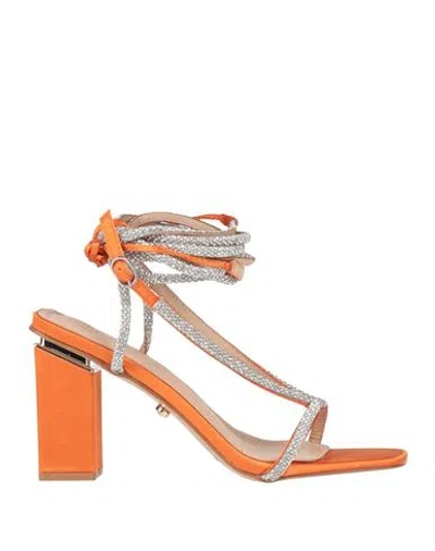 Twenty Four Haitch Woman Sandals Orange Size 6 Textile Fibers