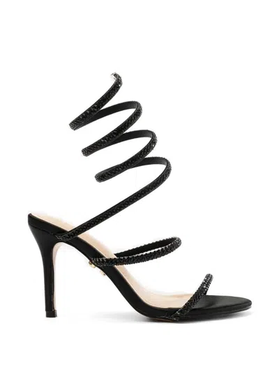 Twenty Four Haitch Zeja Embellished Strappy Sandals In Black
