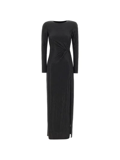 Twenty Four Haitch Zinae Rhinestone-embellished Ruched Maxi Dress In Black