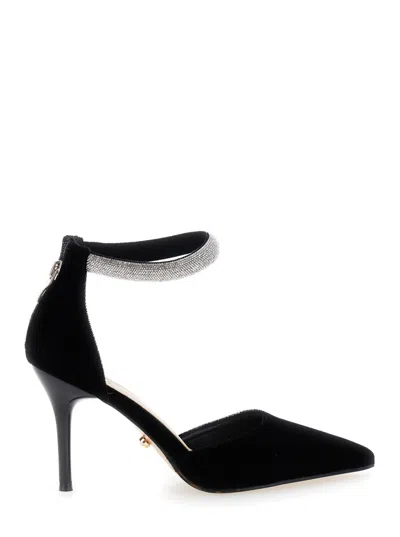 Twenty Fourhaitch Black Ankle Strap Heels In Schwarz