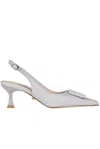 Twenty Four Haitch Glittered Slingback In Pale Pink