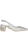 Twenty Four Haitch Glittered Slingback Pumps In Gold