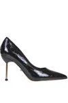 Twenty Four Haitch Reptile Print Eco Patent-leather Pumps In Black