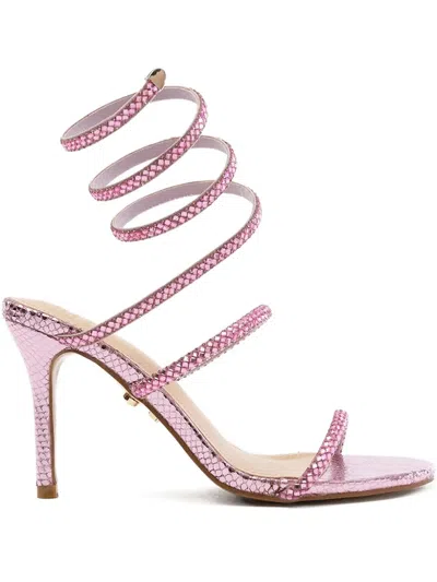 Twenty Fourhaitch Spiral Embellished Heeled Sandals In Pink