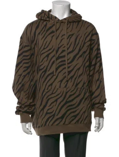Pre-owned Twenty Montreal Animal Print Crew Neck Hoodie In Green