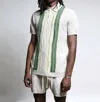 Twenty Montreal Citron Gauzy Knit Striped Polo In White Multi In Multi