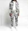 Twenty Montreal Liquid Swirl Hyper Reality Knit Pants In Mocha In Silver