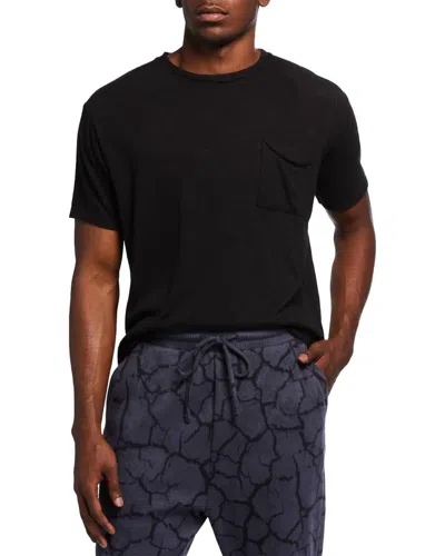 Twenty Montreal Men's Brooks Slub T-shirt With Chest Pocket In Obsidian In Black
