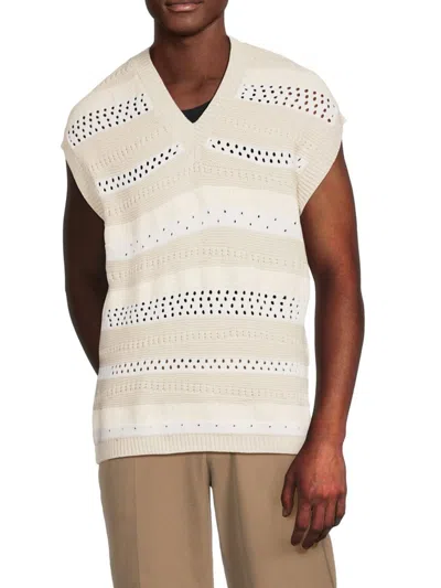 Twenty Montreal Men's Open-knit Cotton-blend Sweater Vest In Multi