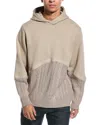 Twenty Montreal Mixed Media Wool-blend Hoodie In Beige