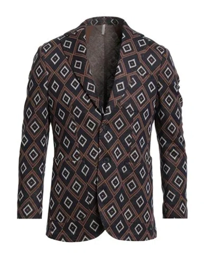 Twenty-one By Antonio Carnevale Man Blazer Midnight Blue Size 40 Viscose, Polyester, Polyamide, Elas In Brown