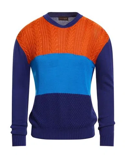 Twenty-one By Antonio Carnevale Man Sweater Orange Size Xxl Wool, Acrylic In Blue