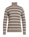 Twenty-one By Antonio Carnevale Man Turtleneck Beige Size Xl Wool, Acrylic In Brown