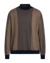 Twenty-one By Antonio Carnevale Man Turtleneck Beige Size Xxl Wool, Acrylic In Brown