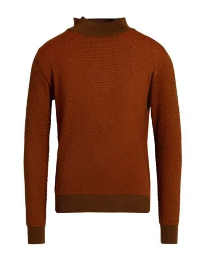Twenty-one By Antonio Carnevale Man Turtleneck Rust Size Xl Wool, Acrylic In Brown