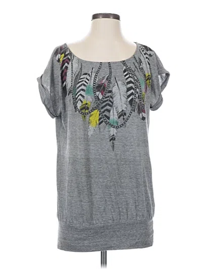 Pre-owned Twenty One Short Sleeve Top Gray Cold Shoulder Neckline Tops