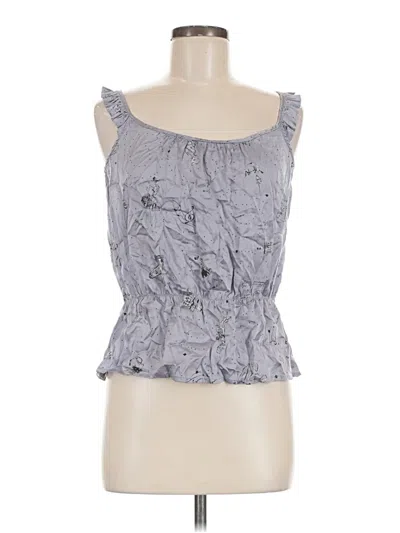 Pre-owned Twenty One Sleeveless Silk Top Gray Ruffles Neckline Tops