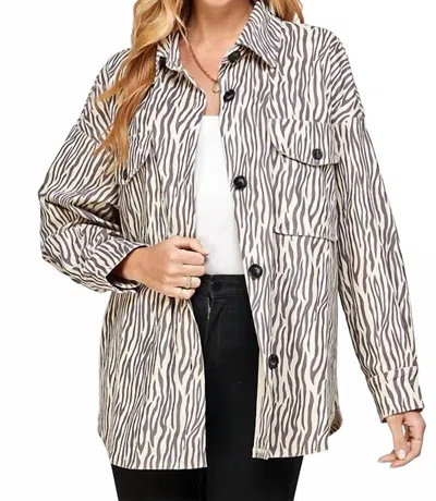 Twenty Ten Animal Print Corduroy Jacket In Taupe In Gray