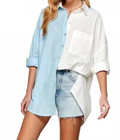 Twenty Ten Color Block Button Down Shirt In Blue/white