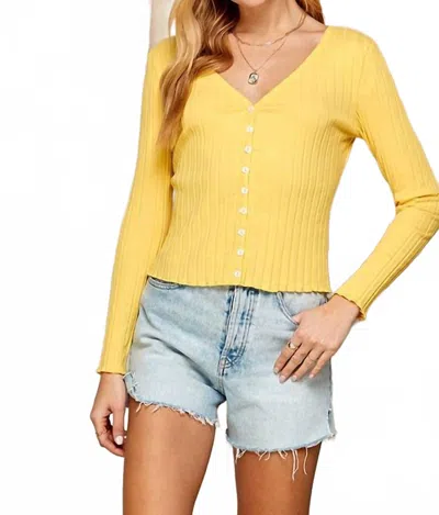Twenty Ten Long Sleeve Ribbed Cardigan In Yellow