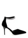 Twentyfourhaitch Black Pumps With Jewel Strap And Stiletto Heel In Black