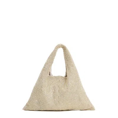 Twentyfourhaitch Flat Gold Rhinestone-embellished Handbag