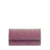 Twentyfourhaitch Gradient Pink Leather Clutch With Rhinestone Accents In Multi