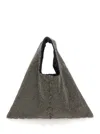 Twentyfourhaitch 'parks' Metallic Colored Handbag With Open Top And All-over Applied Rhinestones In Grey