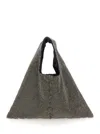 Twentyfourhaitch 'parks' Metallic Colored Handbag With Open Top And All-over Applied Rhinestones In Tech Fabric Woman