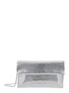 Twentyfourhaitch Silver Colored Clutch Bag With Chain Shoulder Strap And All-over Rhinestones