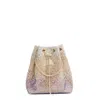 Twentyfourhaitch Strass-embellished Multicolor Bucket Bag With Chain Strap