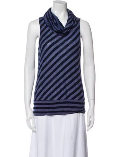 Pre-owned Twenty-one Striped Cowl Neck Top In Blue