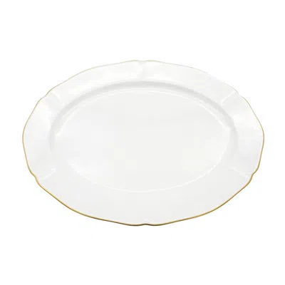 Twig New York Amelie - Brushed Gold - 14 In. Oval Platter In White