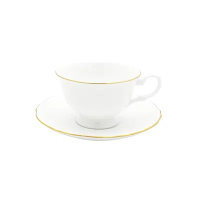 Twig New York Amelie - Brushed Gold - Tea Cup & Saucer In White