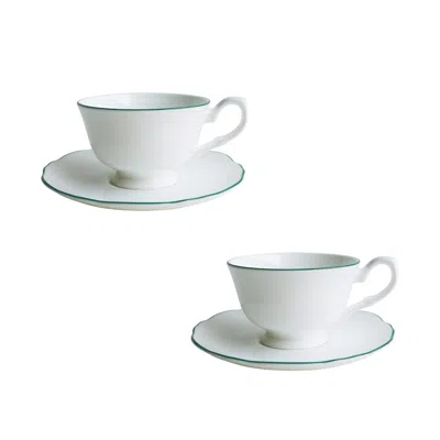 Twig New York Amelie - Forest Green - Set Of Two Espresso Cups & Saucers