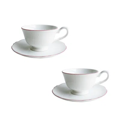 Twig New York Amelie - Roseate - Set Of Two Espresso Cups & Saucers In White