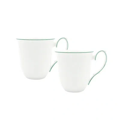 Twig New York Amelie Bone China Coffee Mug In White,forest Green