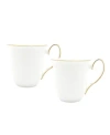 Twig New York Amelie Brushed Gold Rim Mugs - Set Of 2 In White