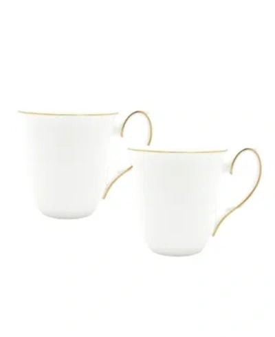 Twig New York Amelie Brushed Gold Rim Mugs - Set Of 2 In White