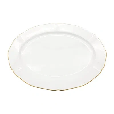 Twig New York Amelie Brushed Rim 14" Oval Platter In White