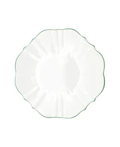 Twig New York Amelie Forest Green Rim 10.5" Dinner Plate In White With Forest Green Rim