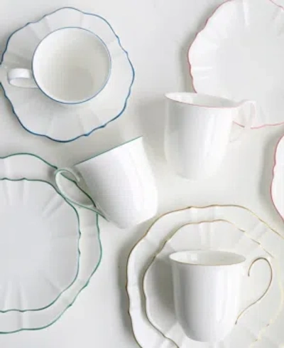 Twig New York Amelie Forest Green Rim 6.5" Bread Plate In White