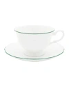 Twig New York Amelie Forest Green Rim Cup Saucer In White