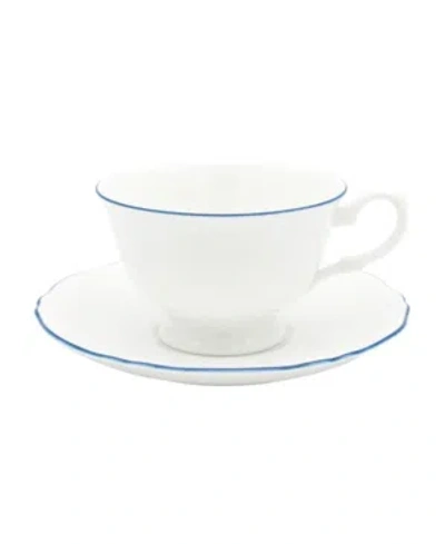 Twig New York Amelie Royal Blue Rim Cup & Saucer In White