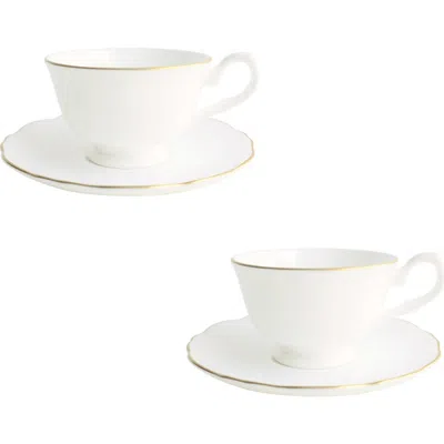 Twig New York Amelie Set Of 2 Espresso Cups & Saucers In White