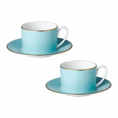 Twig New York Charlotte - Set Of Two Cups & Saucers In Blue
