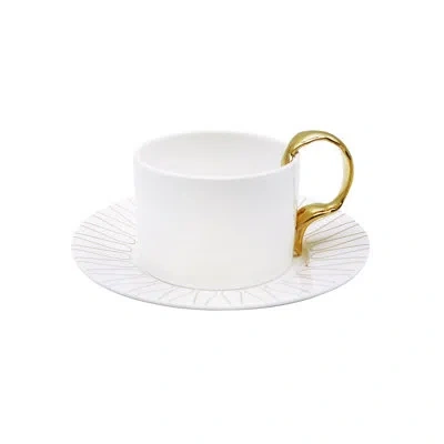 Twig New York Cutlery Bone China Coffee Cup In White;gold