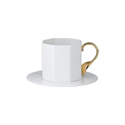 Twig New York Cutlery Cup And Saucer In White;gold